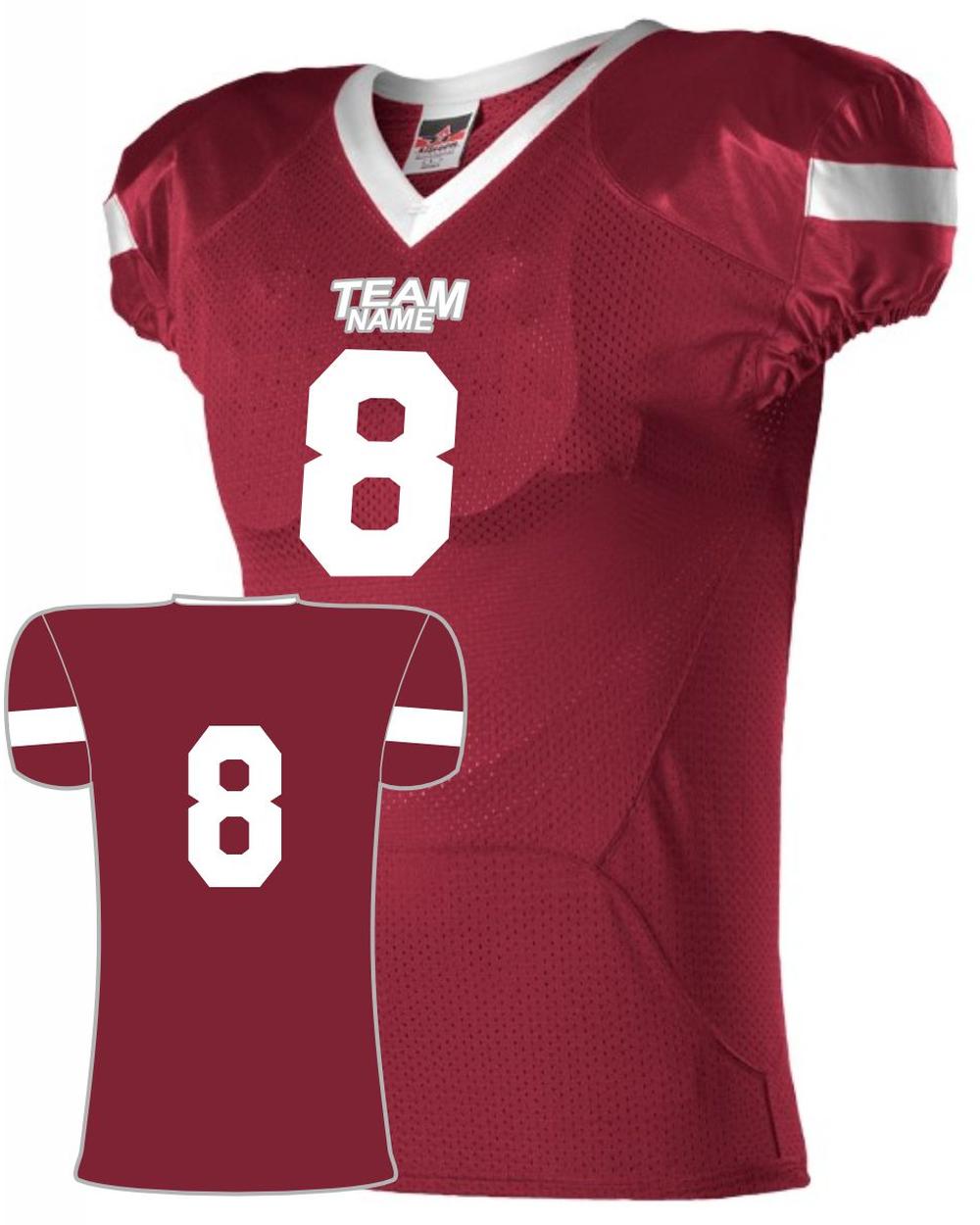 Alleson Pro Flex Cut Belt Length Custom Football Jersey, color: Light Maroon/White