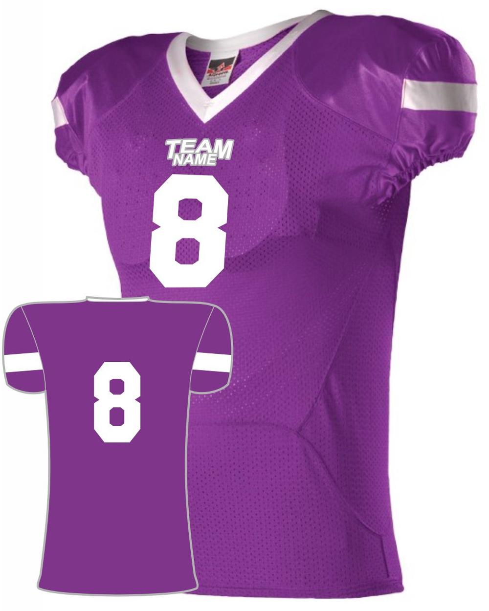 Alleson Youth Pro Flex Cut Belt Length Custom Football Jersey, color: Purple/White