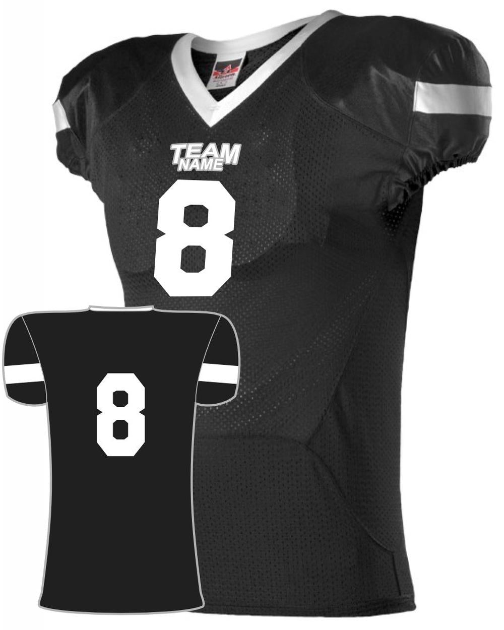 Alleson Youth Pro Flex Cut Belt Length Custom Football Jersey, color: Black/White