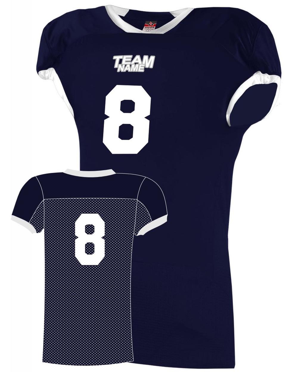 Alleson Youth Custom Football Jersey, color: Navy/White