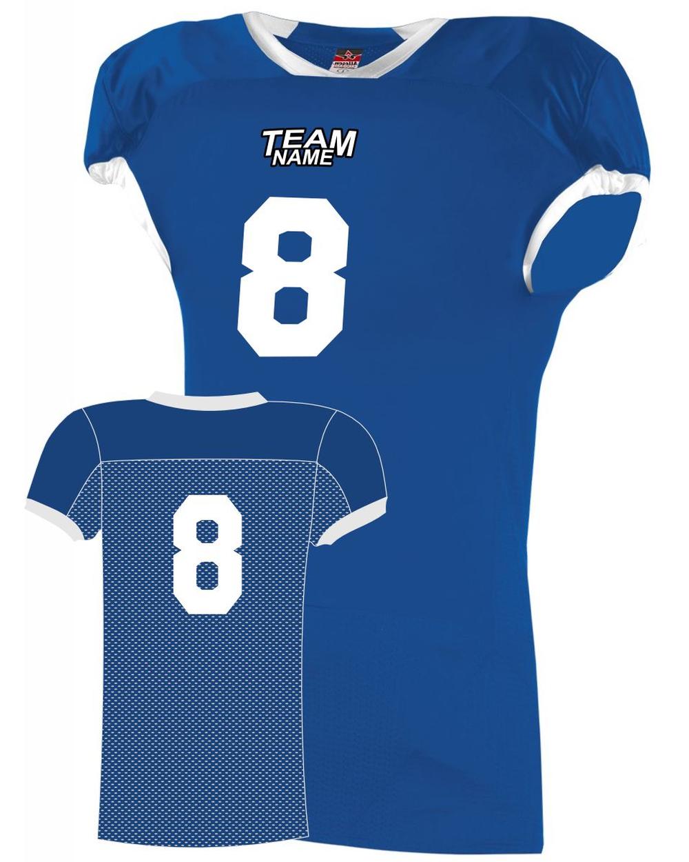 Alleson Youth Custom Football Jersey, color: Royal/White