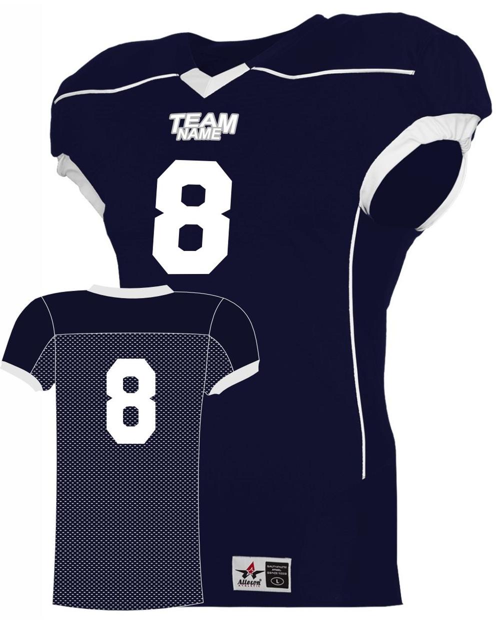 Alleson Youth Speed Custom Football Jersey, color: Navy/White