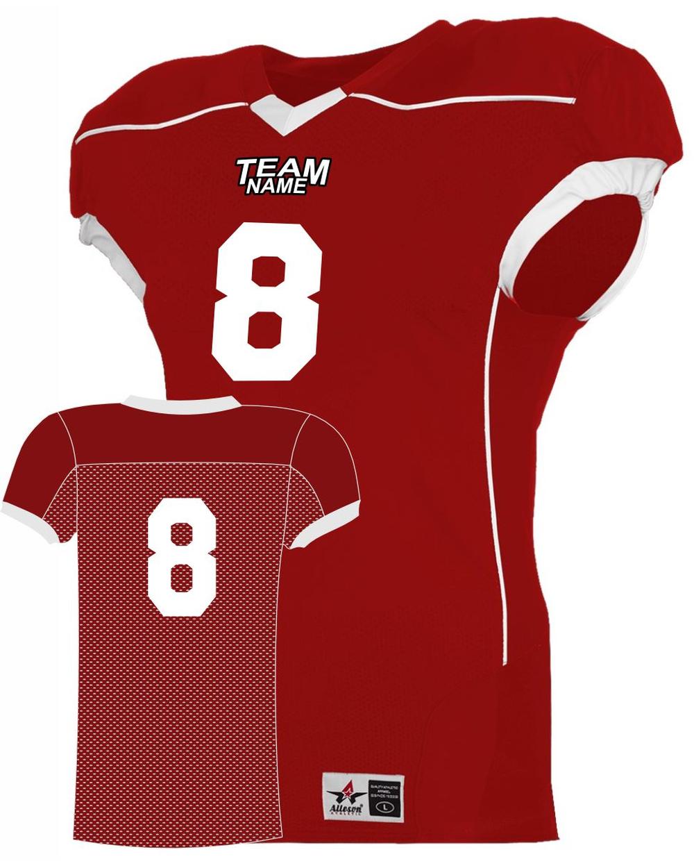 Alleson Youth Speed Custom Football Jersey, color: Red/White