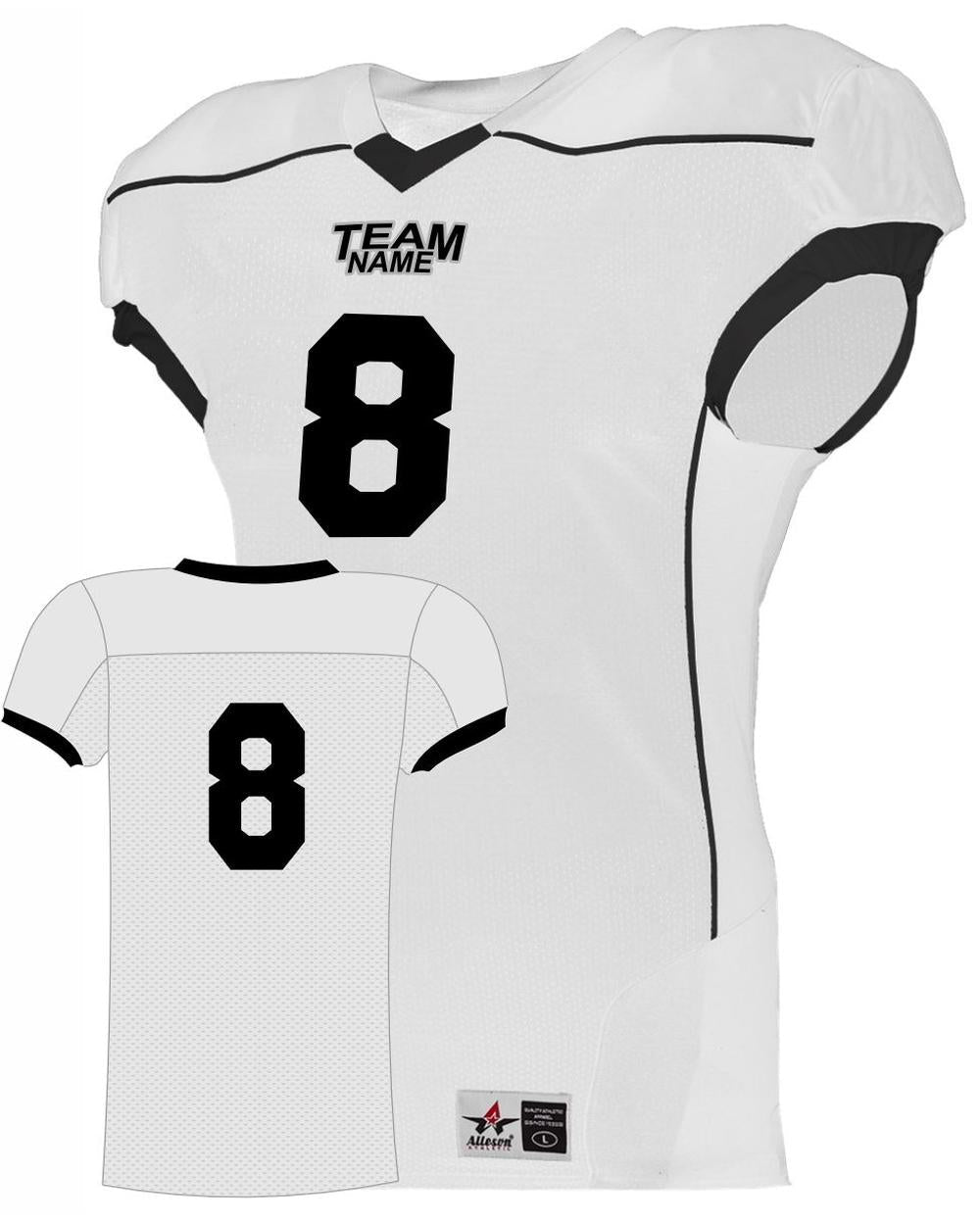 Alleson Youth Speed Custom Football Jersey, color: White/Black