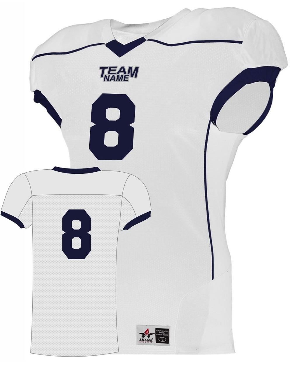 Alleson Speed Custom Football Jersey, color: White/Navy