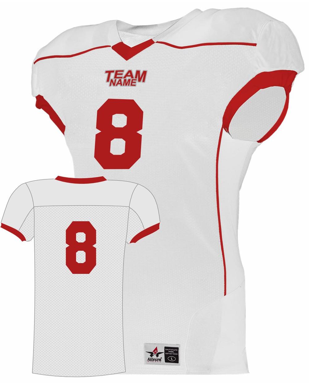 Alleson Speed Custom Football Jersey, color: White/Red