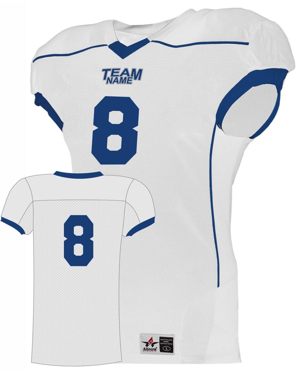 Alleson Youth Speed Custom Football Jersey, color: White/Royal