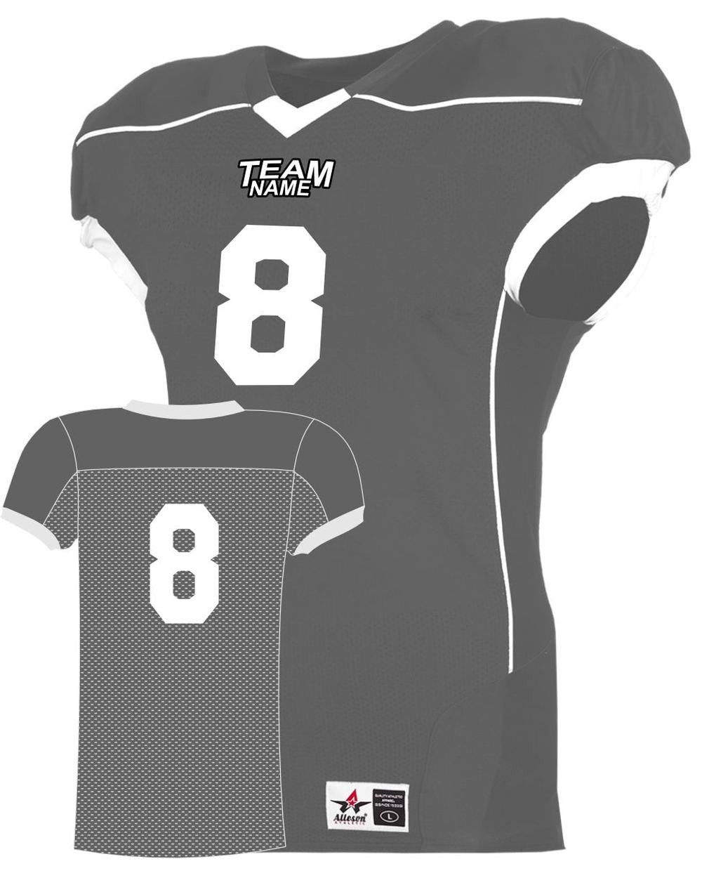 Alleson Speed Custom Football Jersey, color: Charcoal/White