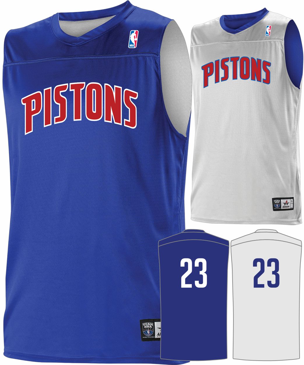 Alleson NBA Team Reversible Custom Basketball Jersey, color: NBA-Pistons