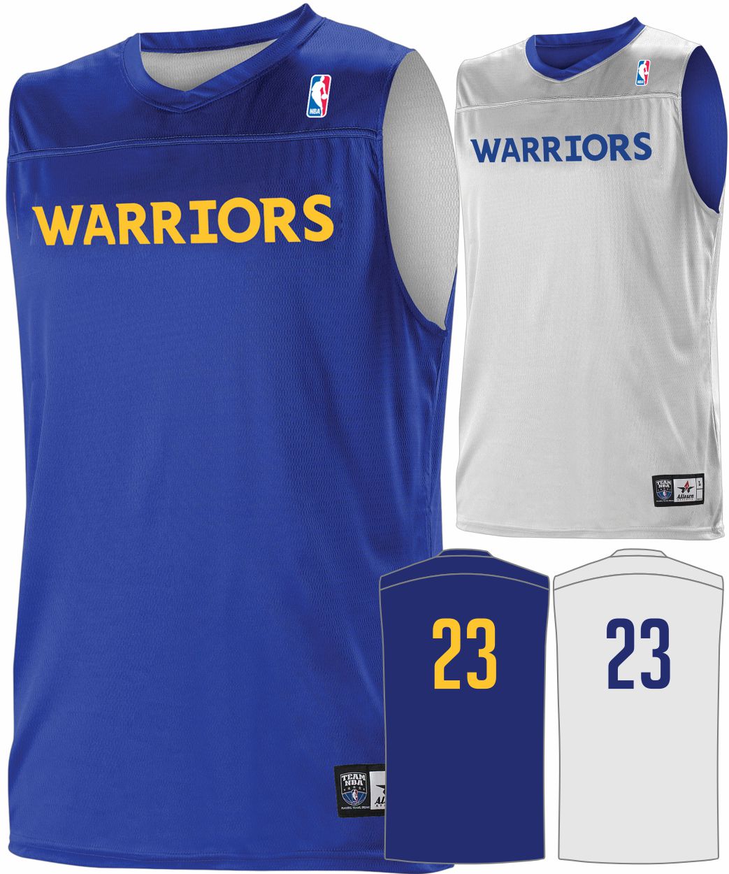 Alleson NBA Team Reversible Custom Basketball Jersey, color: NBA-Warriors