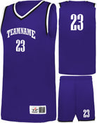 Alleson Retro Custom Basketball Uniform, color: Purple/Black/White