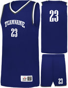 Alleson Retro Custom Basketball Uniform, color: Navy/Graphite/White