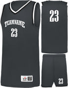 Alleson Retro Custom Basketball Uniform, color: Graphite/Black/White