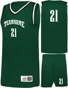 Alleson Retro Custom Basketball Uniform, color: Forest/Black/White