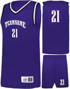 Alleson Retro Custom Basketball Uniform, color: Purple/Black/White