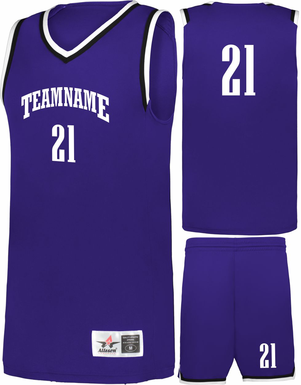 Alleson Retro Custom Basketball Uniform, color: Purple/Black/White