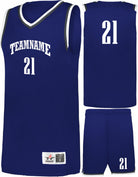 Alleson Retro Custom Basketball Uniform, color: Navy/Graphite/White