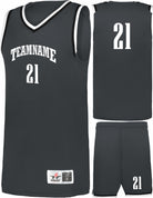 Alleson Retro Custom Basketball Uniform, color: Graphite/Black/White