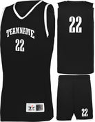 Alleson Retro Custom Basketball Uniform, color: Black/Black/White