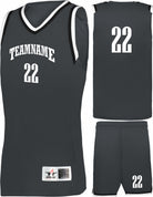 Alleson Retro Custom Basketball Uniform, color: Graphite/Black/White