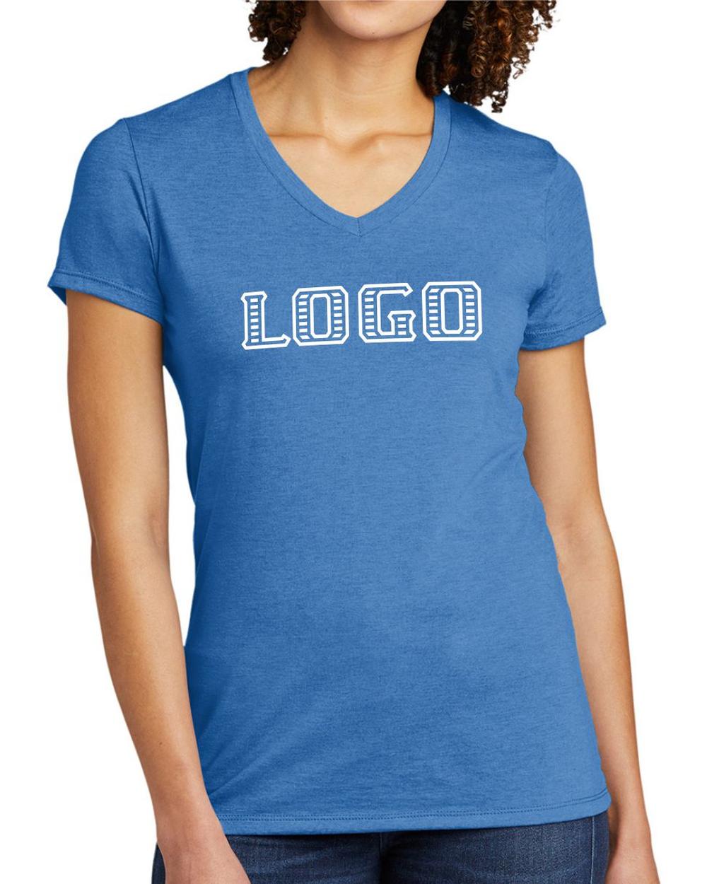 Allmade Women's Tri-Blend S/S V-Neck Custom T-Shirt, color: Azure Blue