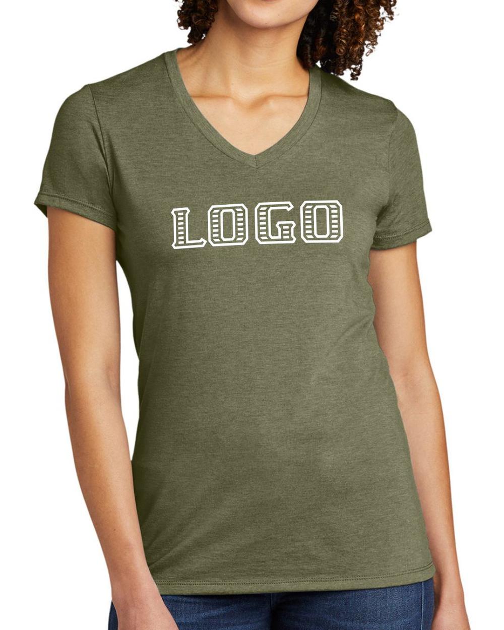 Allmade Women's Tri-Blend S/S V-Neck Custom T-Shirt, color: Olive You Green