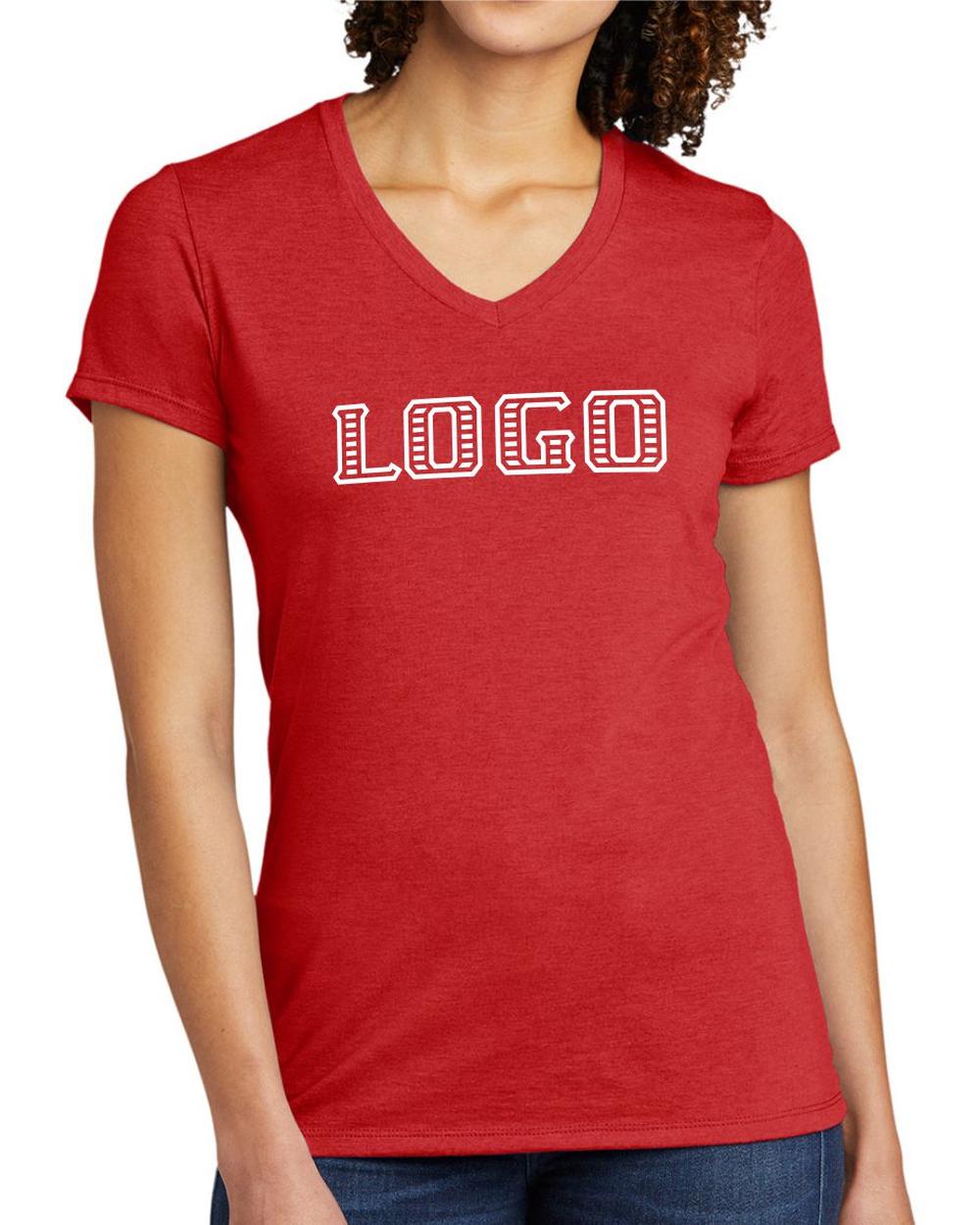 Allmade Women's Tri-Blend S/S V-Neck Custom T-Shirt, color: Rise Up Red