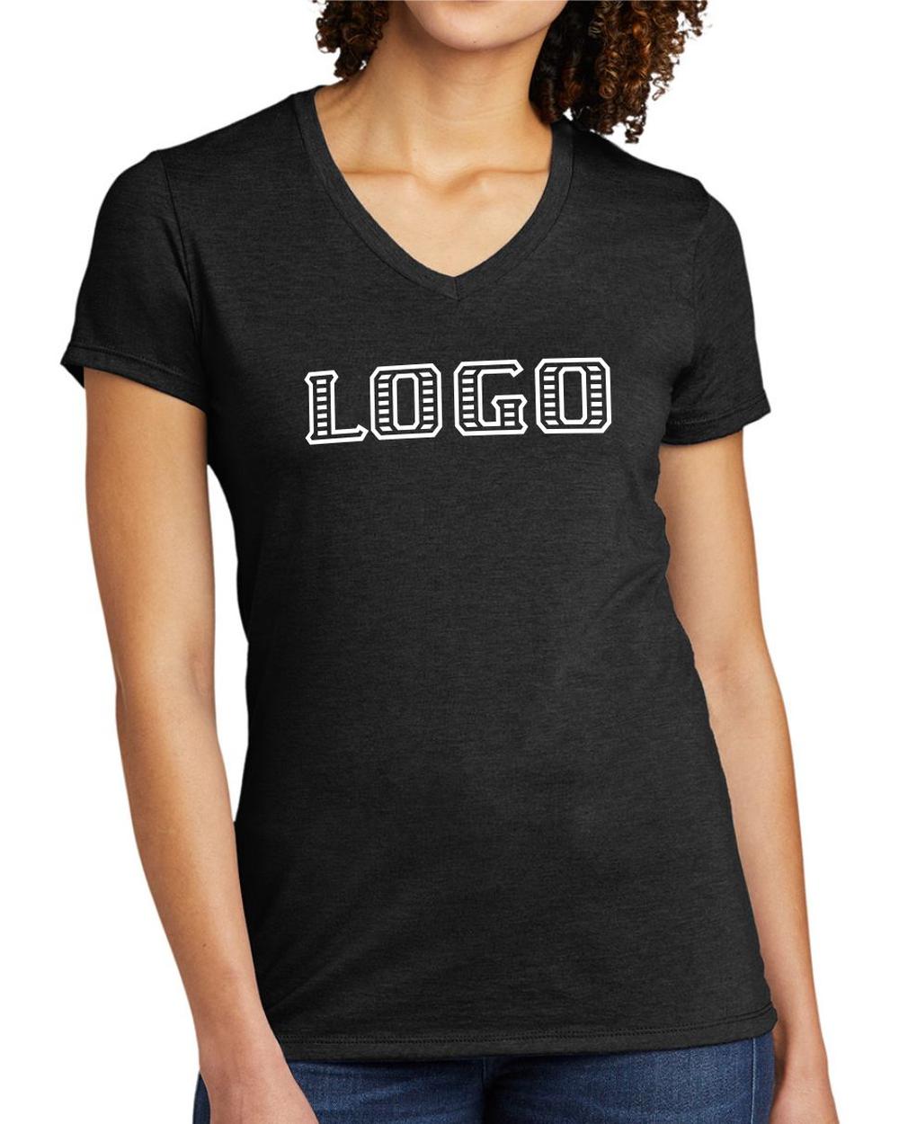 Allmade Women's Tri-Blend S/S V-Neck Custom T-Shirt, color: Space Black