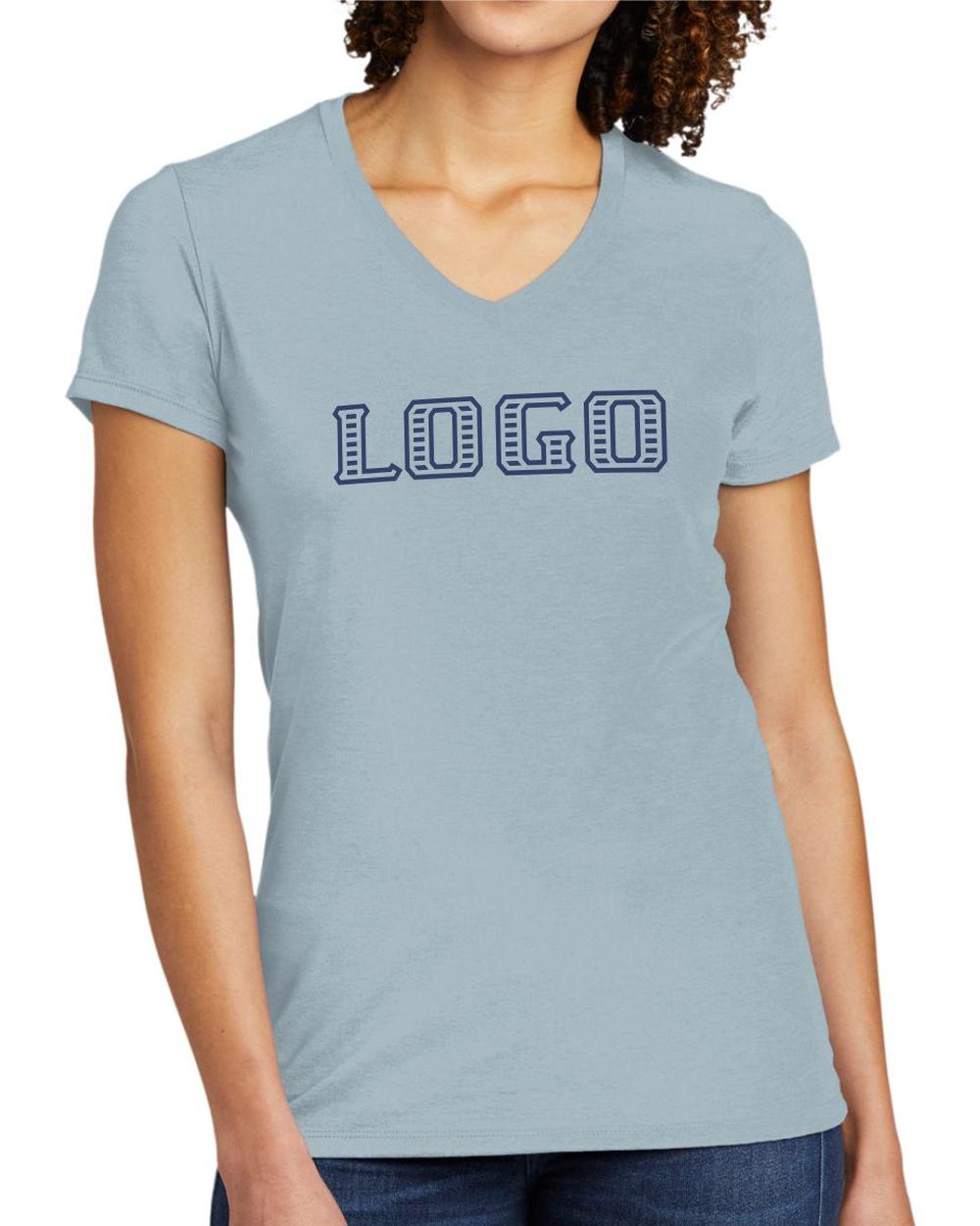 Allmade Women's Tri-Blend S/S V-Neck Custom T-Shirt, color: I Like You Blue