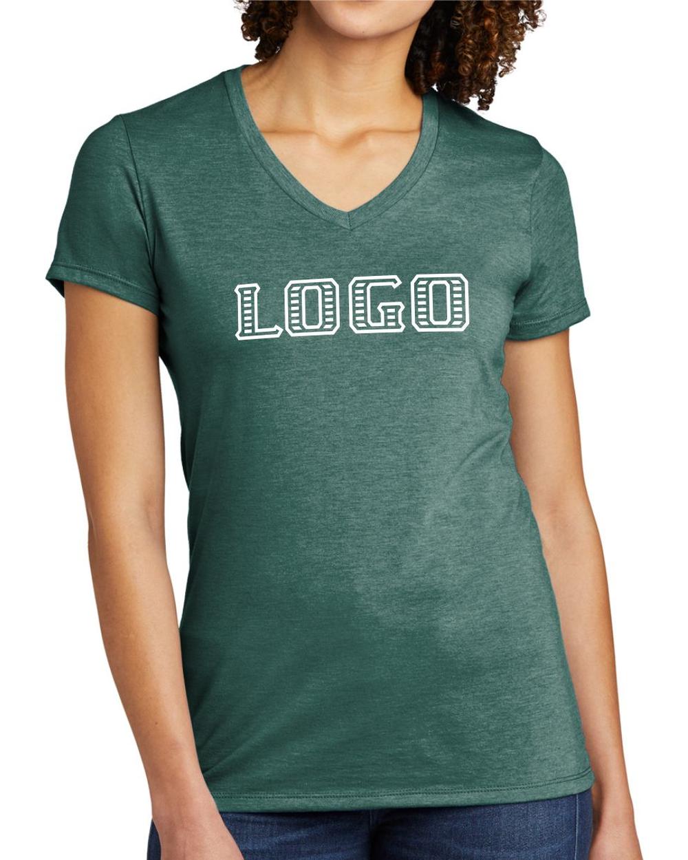 Allmade Women's Tri-Blend S/S V-Neck Custom T-Shirt, color: Deep Sea Green
