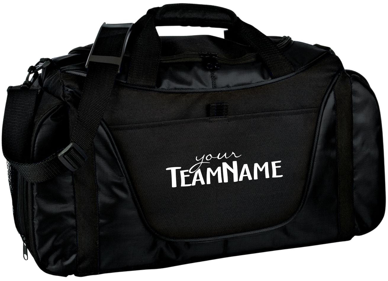 BG1050WL  Medium 2-Tone Custom-Logo Duffel Bag, color: Black/Black