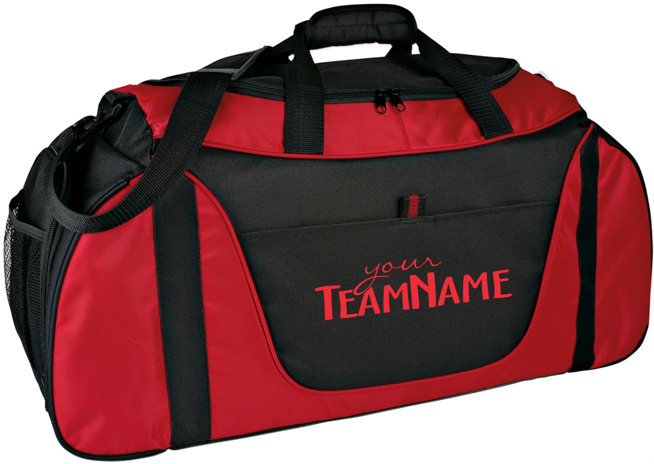 BG1050WL  Medium 2-Tone Custom-Logo Duffel Bag, color: Red/Black