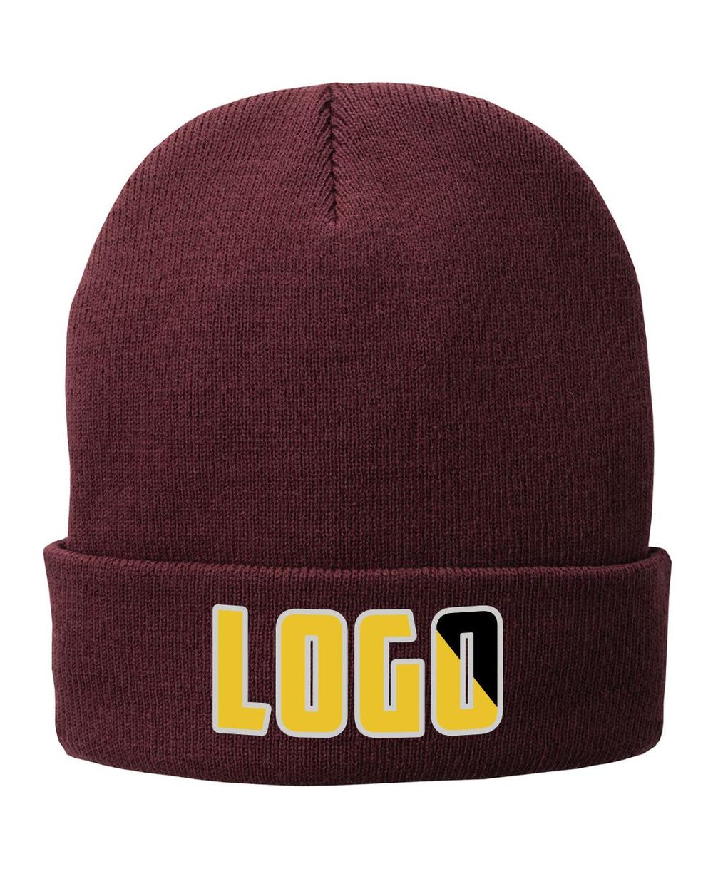 P&C Fleece-Lined Knit Custom Beanie Hat, color: Maroon