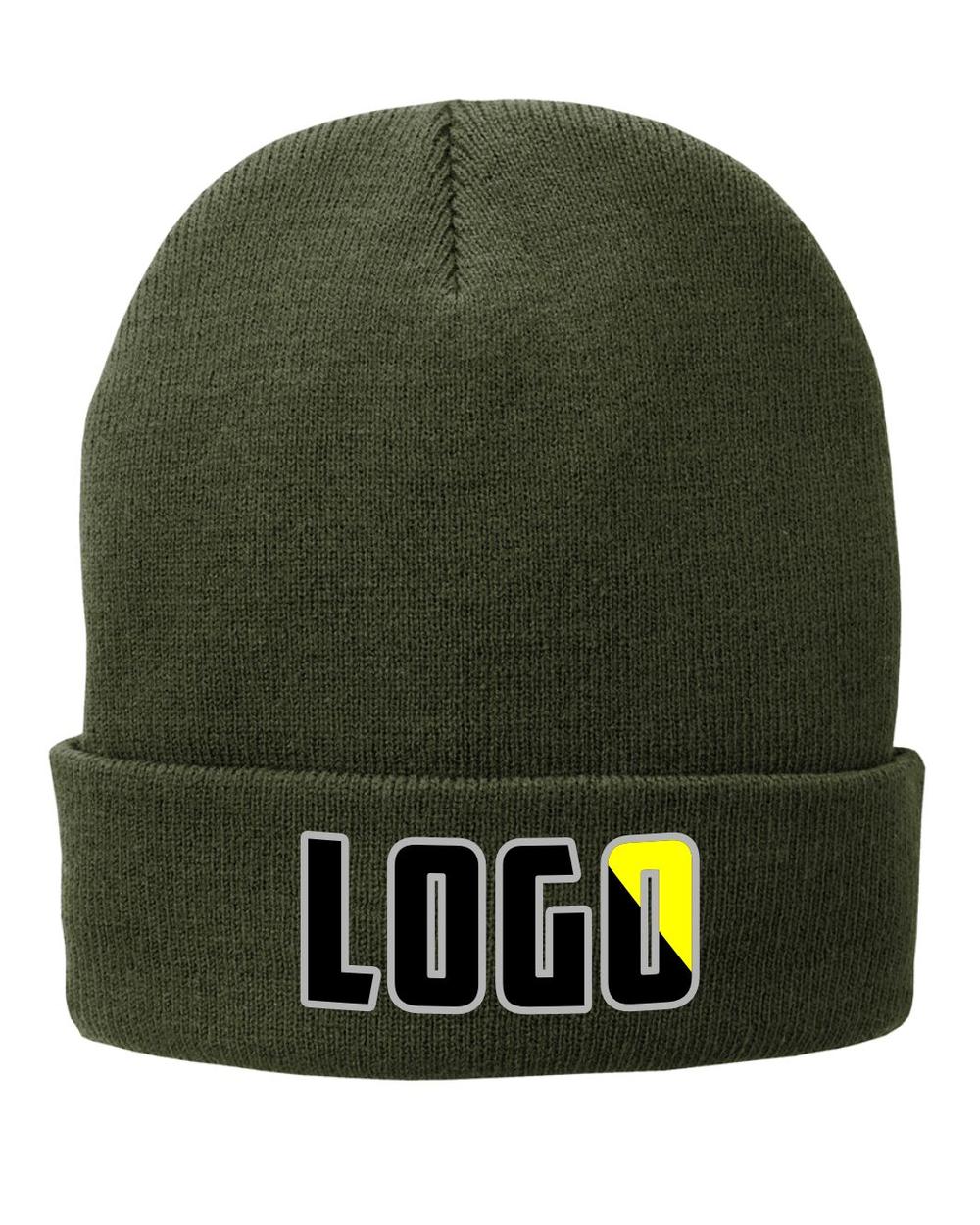 P&C Fleece-Lined Knit Custom Beanie Hat, color: Olive Drab Green