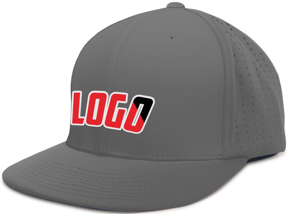ES474WL Unisex Perforated F3 Performance FlexFit Flat Custom Cap, color: Graphite