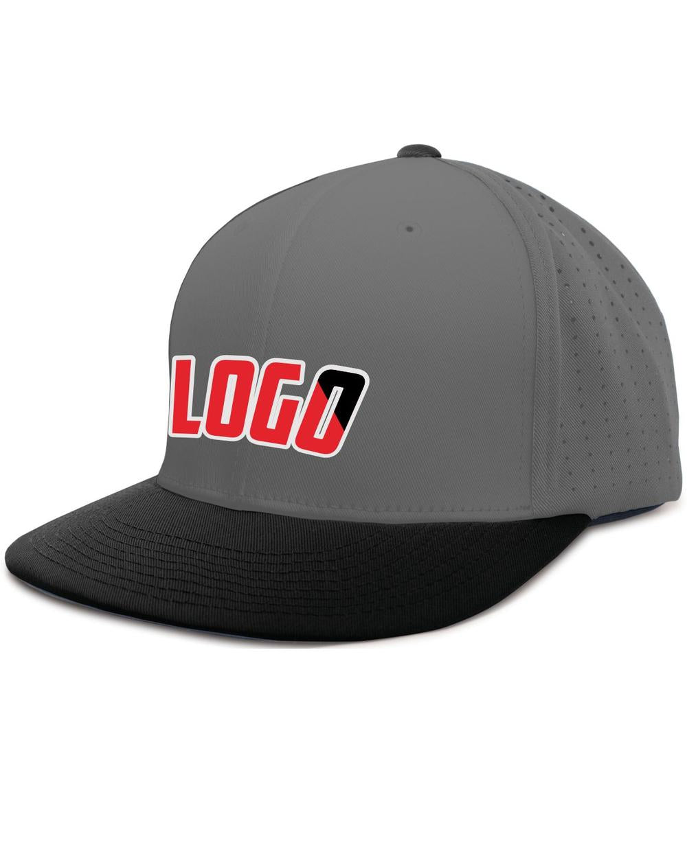 Pacific Perforated F3 Performance FlexFit Flat Custom Cap, color: Graphite/Black