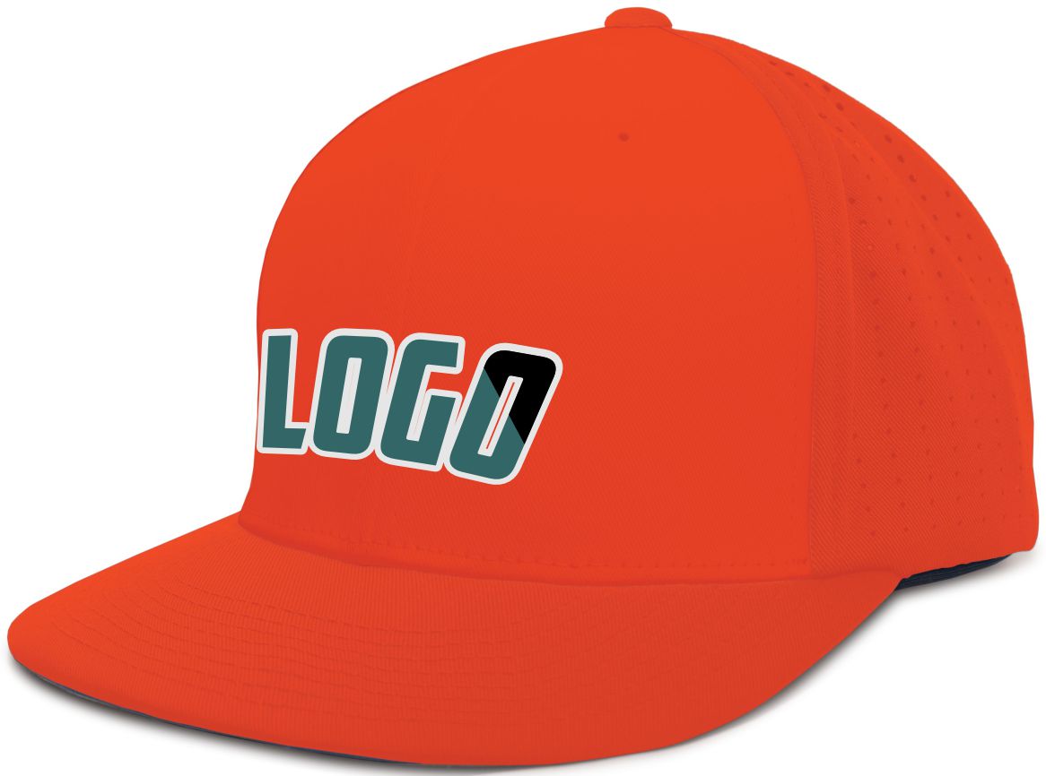ES474WL Unisex Perforated F3 Performance FlexFit Flat Custom Cap, color: Orange