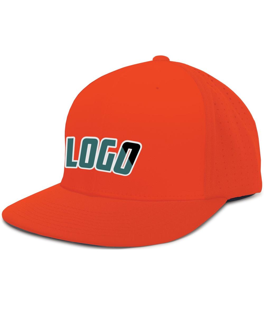 Pacific Perforated F3 Performance FlexFit Flat Custom Cap, color: Orange