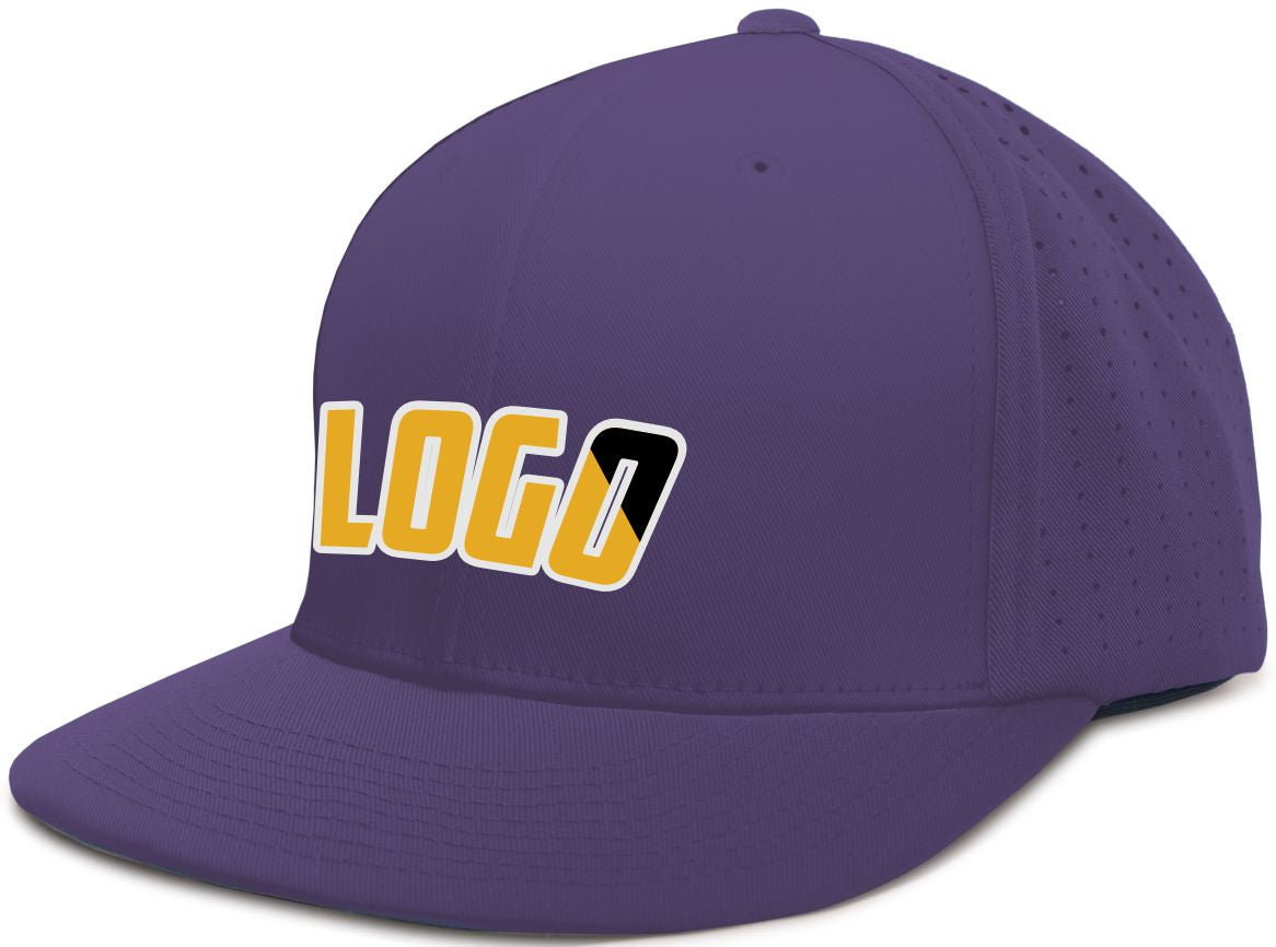ES474WL Unisex Perforated F3 Performance FlexFit Flat Custom Cap, color: Purple