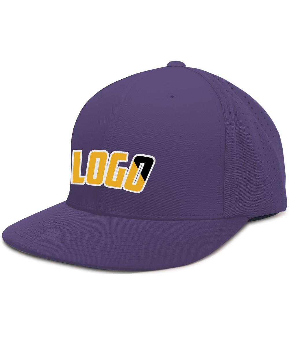 Pacific Perforated F3 Performance FlexFit Flat Custom Cap, color: Purple