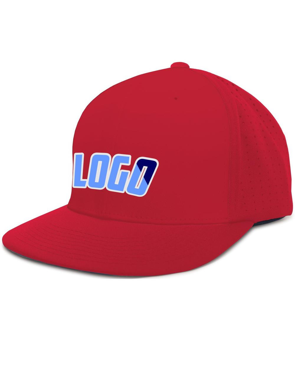 Pacific Perforated F3 Performance FlexFit Flat Custom Cap, color: Red