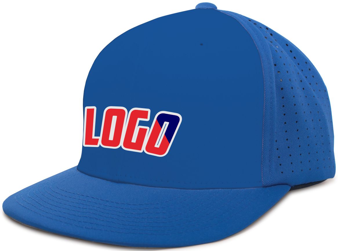 ES474WL Unisex Perforated F3 Performance FlexFit Flat Custom Cap, color: Royal