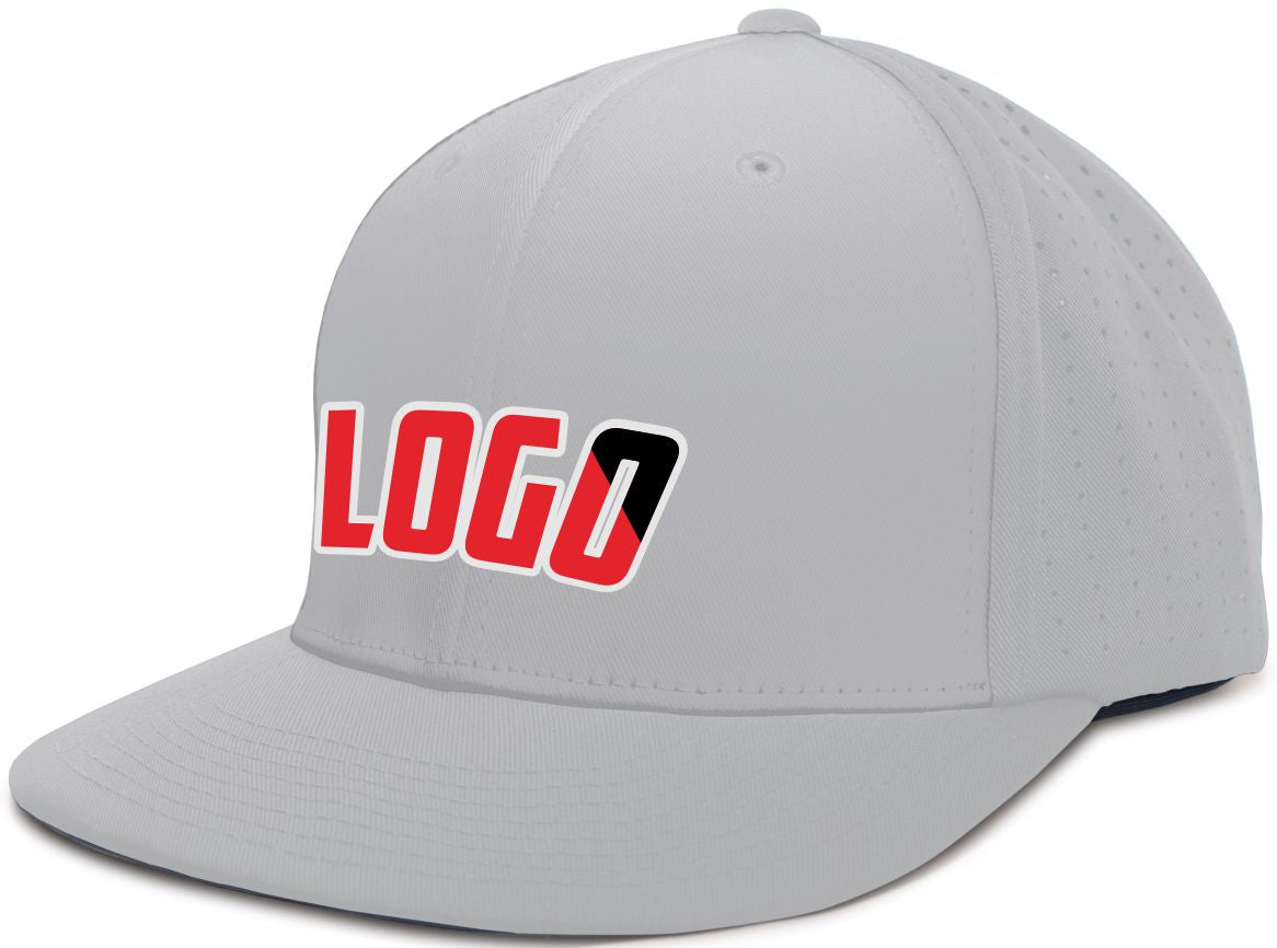 ES474WL Unisex Perforated F3 Performance FlexFit Flat Custom Cap, color: Silver
