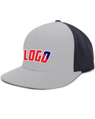 Pacific Perforated F3 Performance FlexFit Flat Custom Cap, color: Silver/Navy