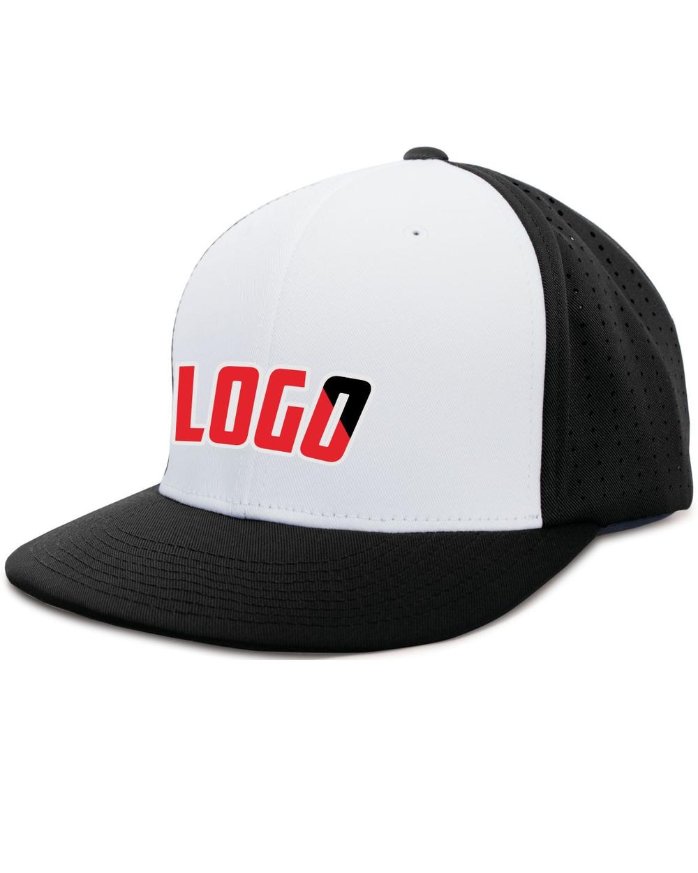 Pacific Perforated F3 Performance FlexFit Flat Custom Cap, color: White/Black