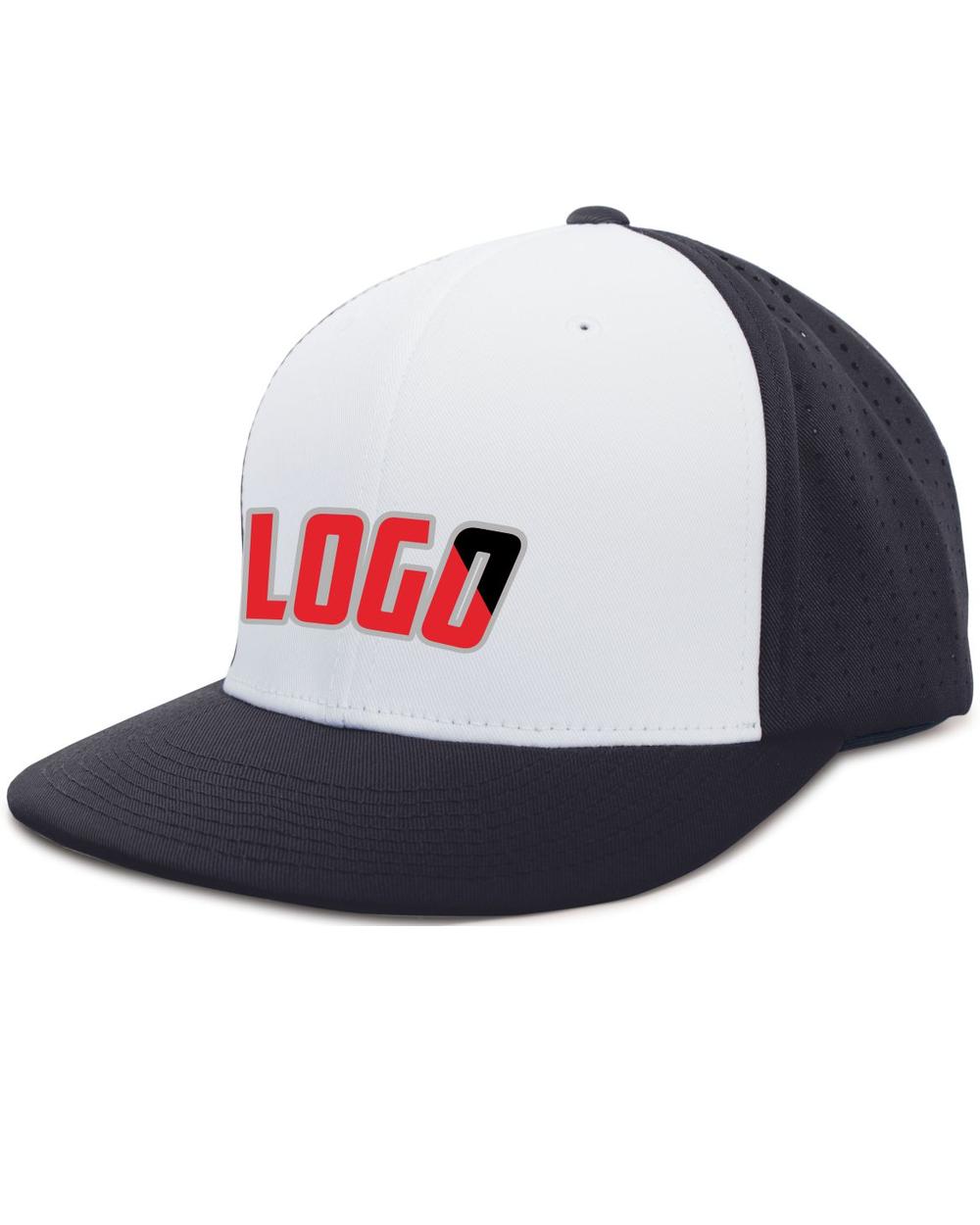 Pacific Perforated F3 Performance FlexFit Flat Custom Cap, color: White/Navy