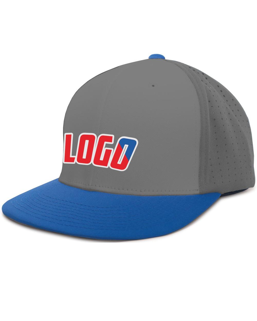 Pacific Perforated F3 Performance FlexFit Flat Custom Cap, color: Graphite/Royal