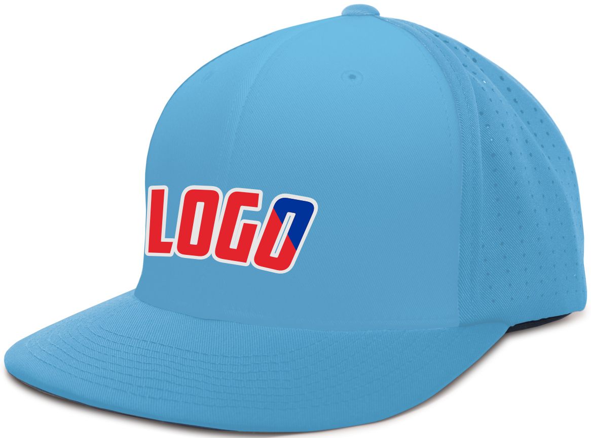 ES474WL Unisex Perforated F3 Performance FlexFit Flat Custom Cap, color: Columbia Blue