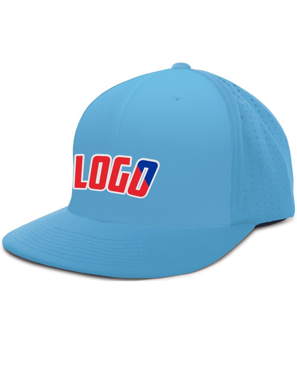 Pacific Perforated F3 Performance FlexFit Flat Custom Cap, color: Columbia Blue