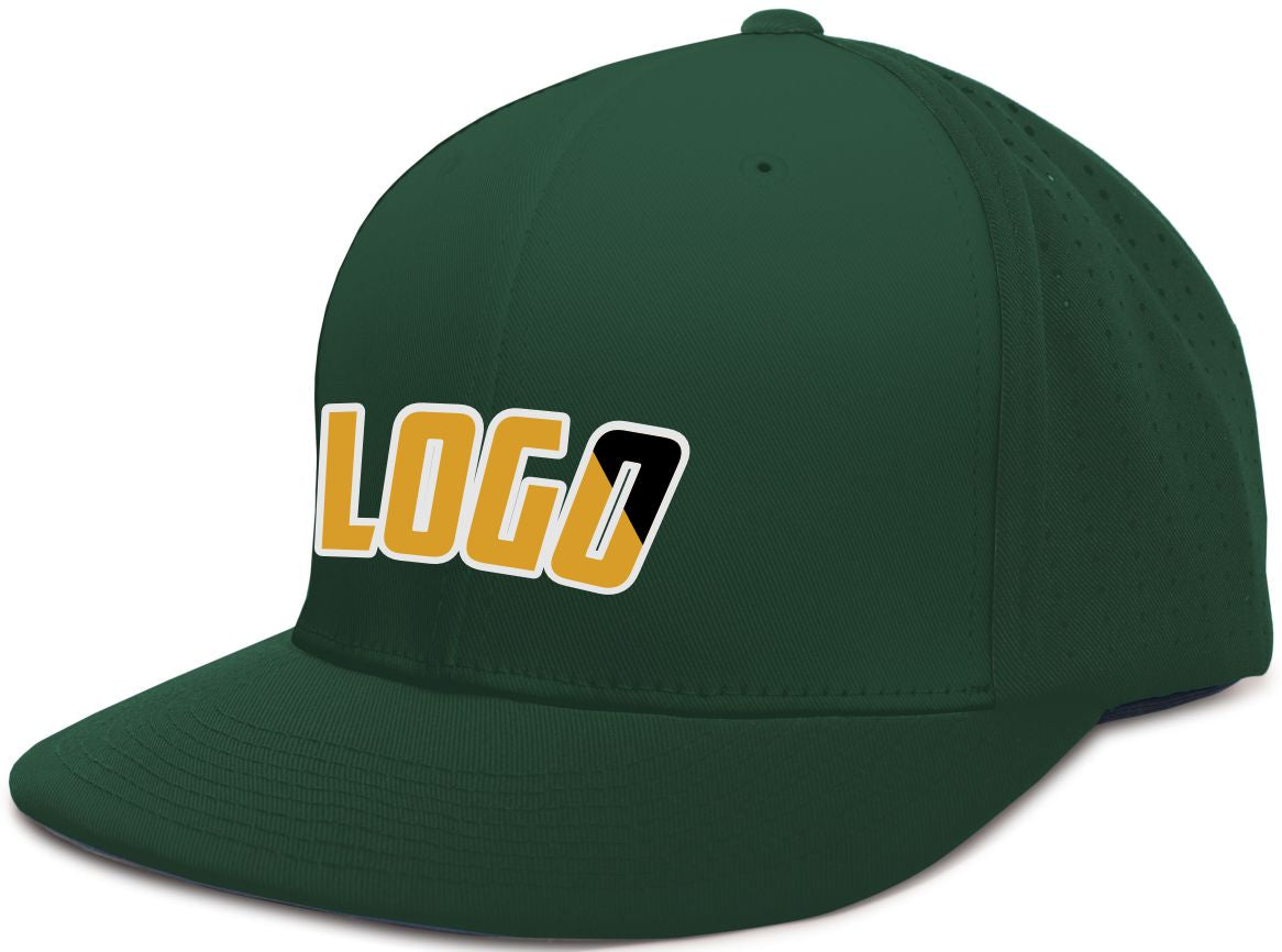 ES474WL Unisex Perforated F3 Performance FlexFit Flat Custom Cap, color: Dark Green